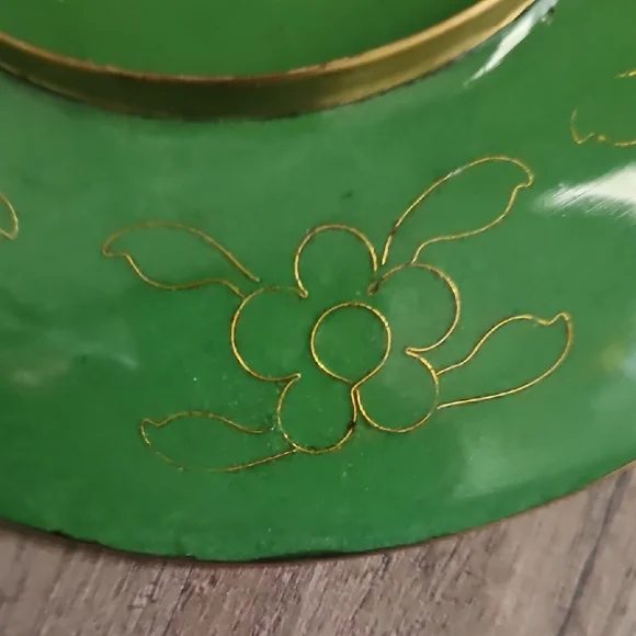 FLOWER POPPY PATTERN CLOISONNE PORCELAIN 7” Enamel Plate Vintage Asian Japanese - Picture 6 of 6